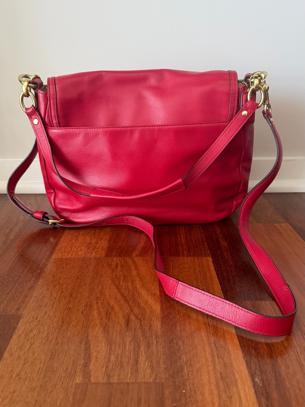 Coach Pink-Red Leather Crossbody with Gold Hardware - Picture 2 of 6